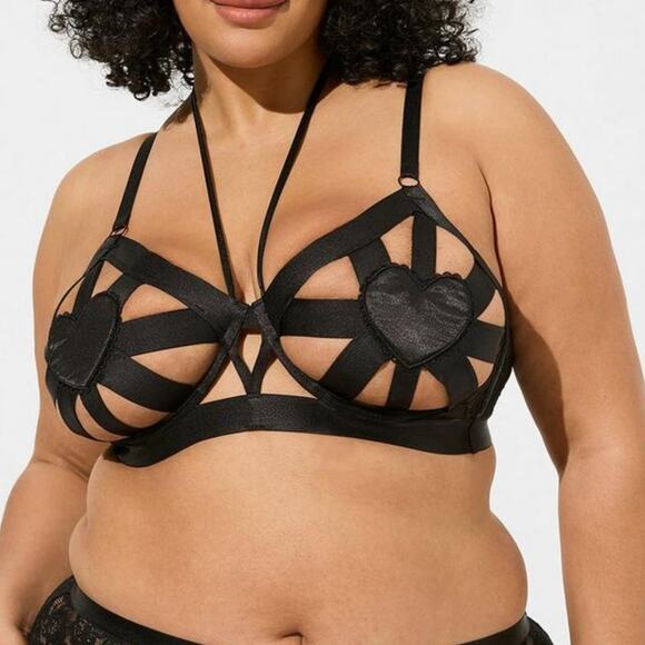 Torrid Cut Out Strappy Bra Heart Cage Harness Longline Bralette Lingerie Plus 1X - Picture 3 of 12